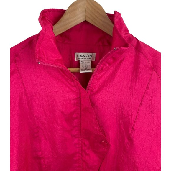 Vintage Lavon Hot Pink Lined Windbreaker Track Jacket Womens Size Small - Picture 3 of 13